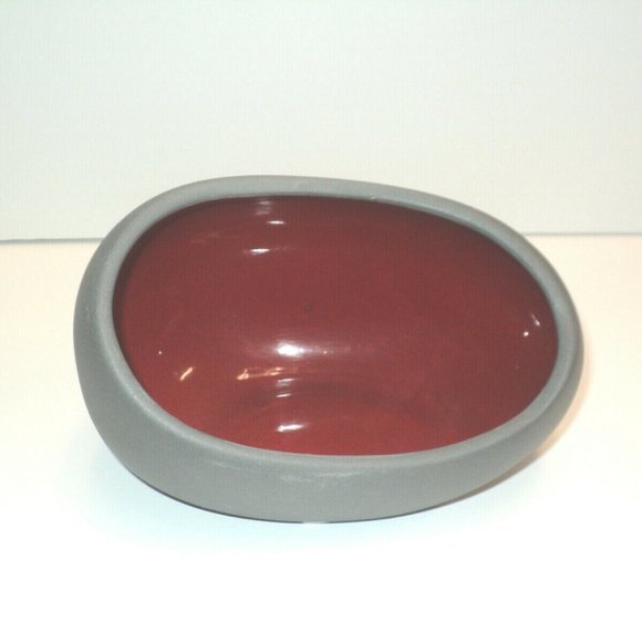Tea Light Votive Holder 4.75" Ceramic Gray & Red Handmade in the Philippines NEW - Picture 1 of 5